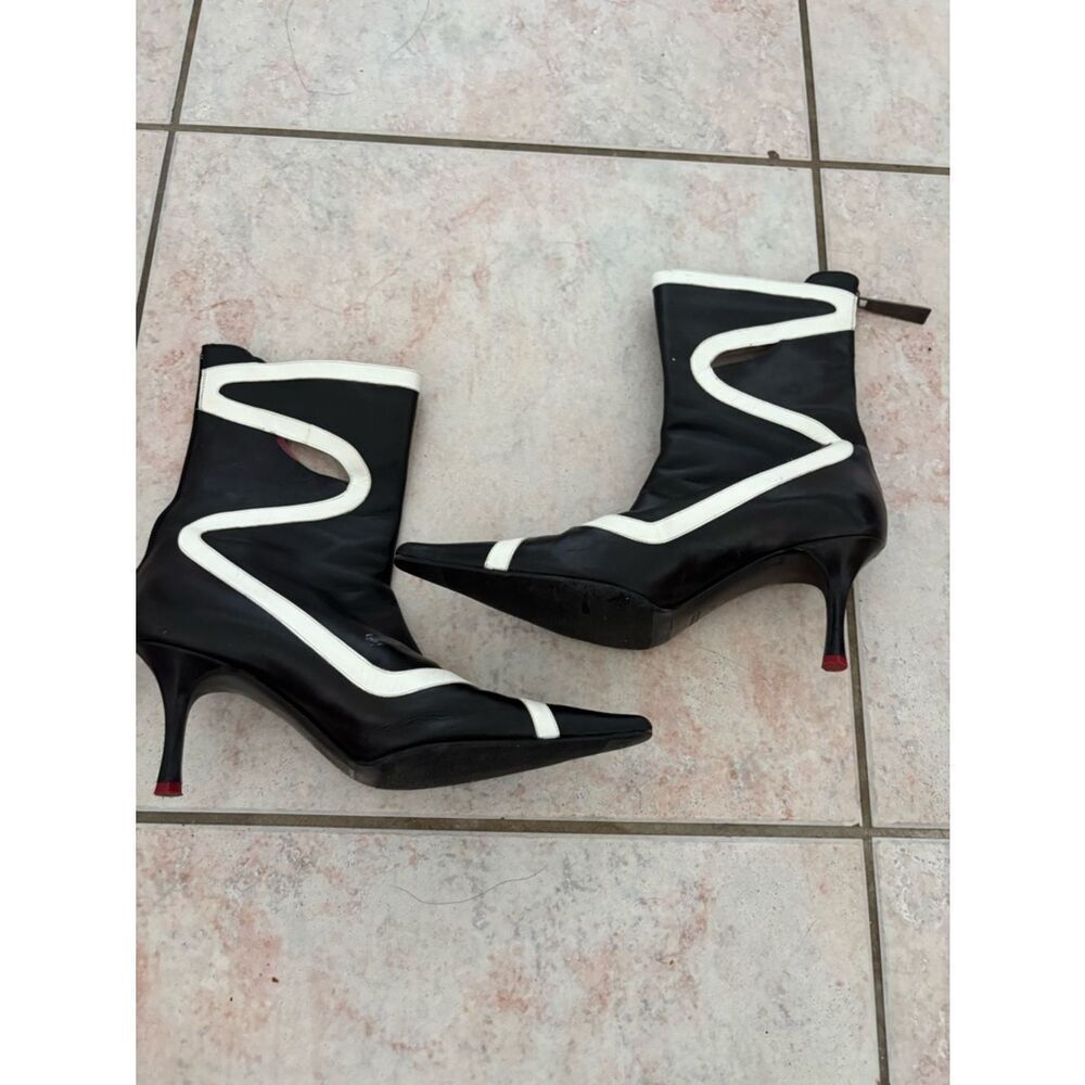 Escada cutout boots vintage shoes rare heels calf high